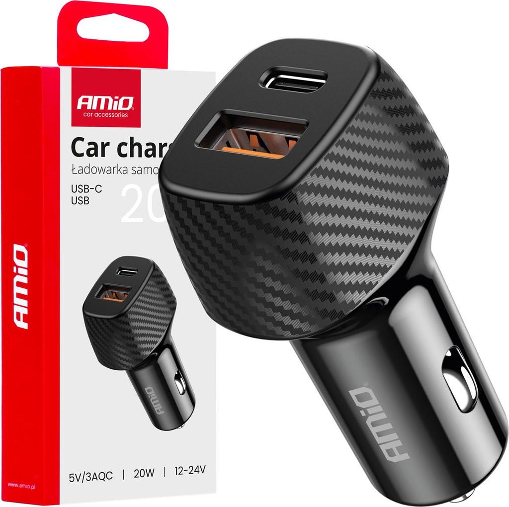Autoladegerät 20W USB-A & USB-C Schnellladung QC PD AMIO-04282