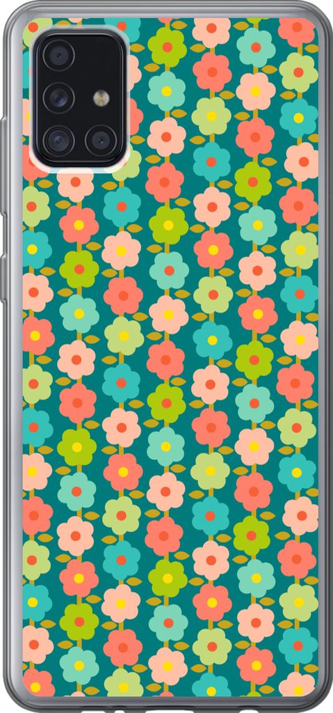MuchoWow Handyhülle Schutzhülle Hülle für Telefoonhoesje Samsung Galaxy A52 5G Muster - Blumen - Retro - 1970er Jahre Silikon Softcase Handy ...