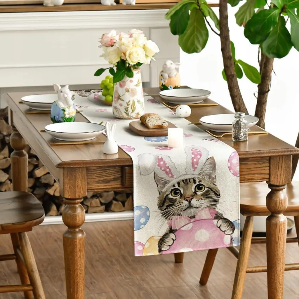 Linge de table de Pâques décoratif avec chemin et 4 sets de table - 3