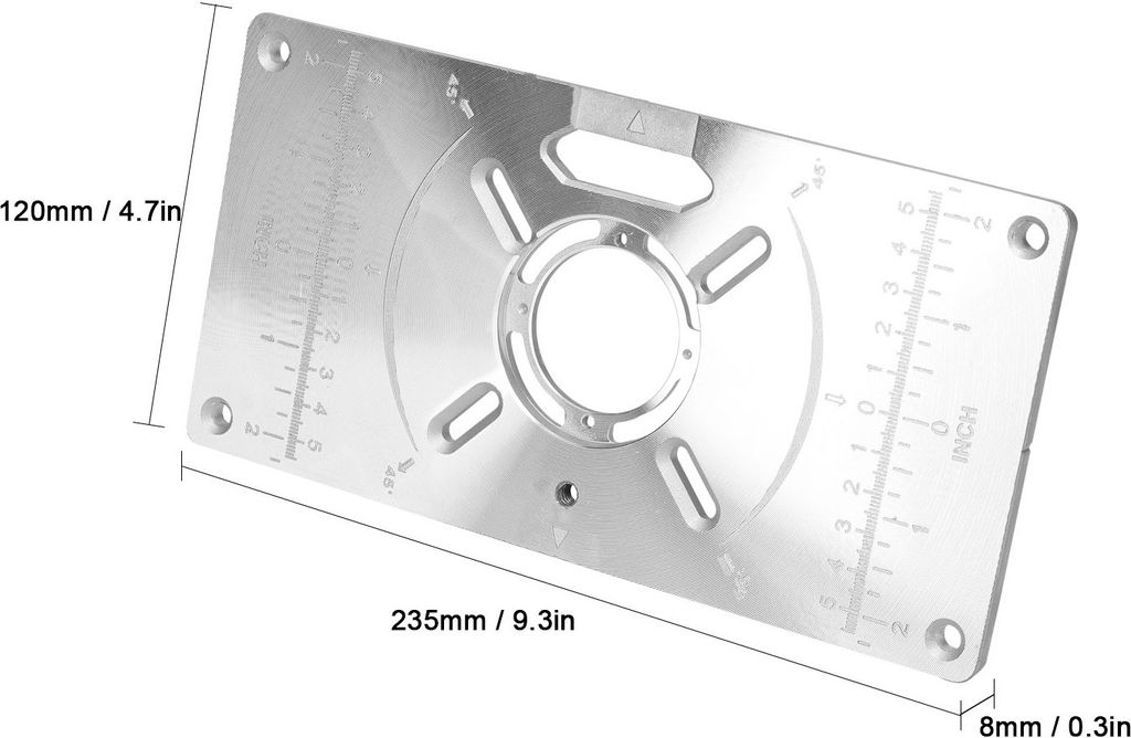 Router Table Insert Plate Aluminium Trimming Machine Gravur Flip Board mit 4 Ringen für die Holzbearbeitung