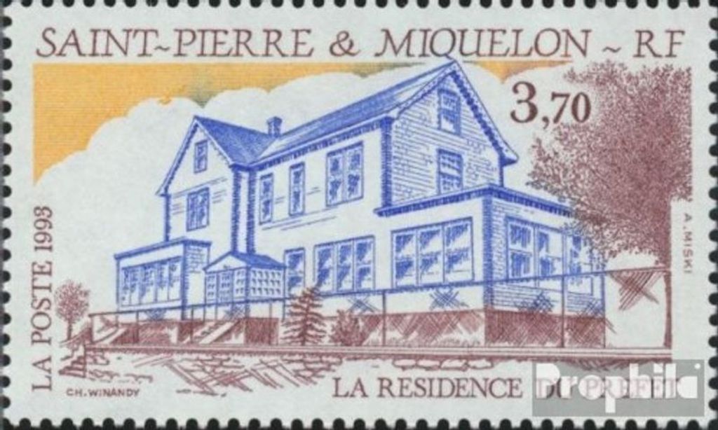 Briefmarken St. Pierre und Miquelon 1993 Mi 664 (kompl.Ausg.) postfrisch Öffentliche Gebäude
