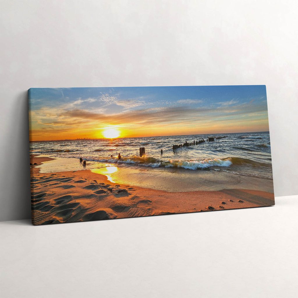 Sonnenaufgang über dem Meer – Leinwandbild Wandbild – 100x50 cm – Leinwandbilder – Wandbilder – Schlafzimmer – Flur