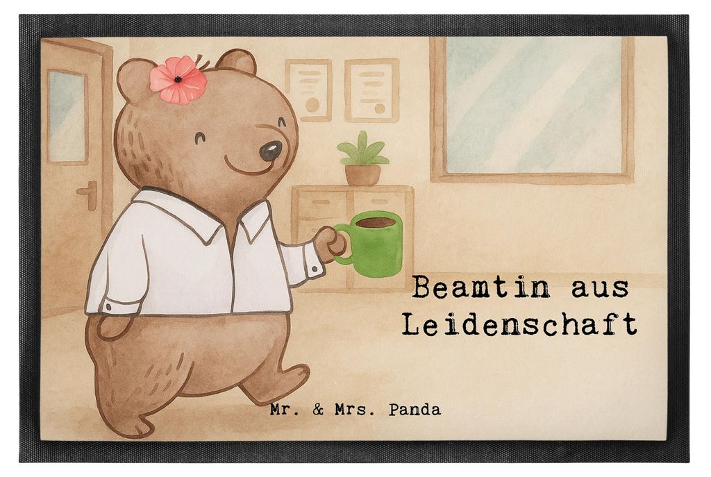 Mr. & Mrs. Panda Schmutzmatte Beamtin Leidenschaft Design 50 x 75 cm - Weiß - Geschenk, Öffentlicher Dienst, Schmutzfangmatte, Studium, Schuhabst...