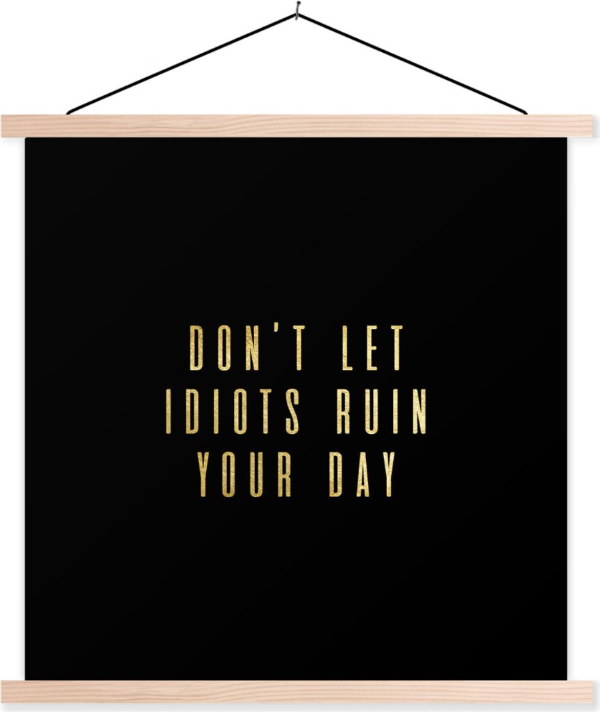 MuchoWow Textilposter Zitate - Tag - Gold - Briefe 120x120 cm mit holzfarbenen Rahmen - Textil-Poster