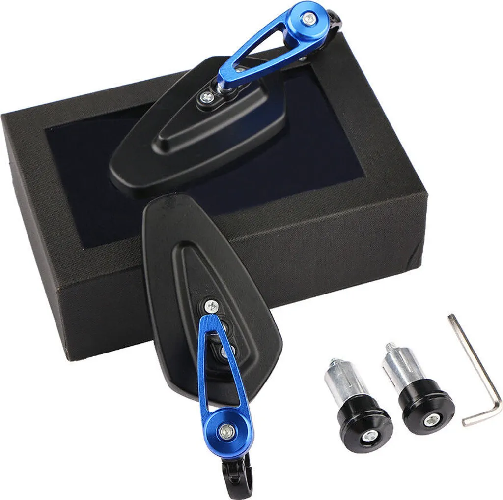 2 Pezzi Specchietti Retrovisori Moto 22mm Blu Kawasaki Yamaha