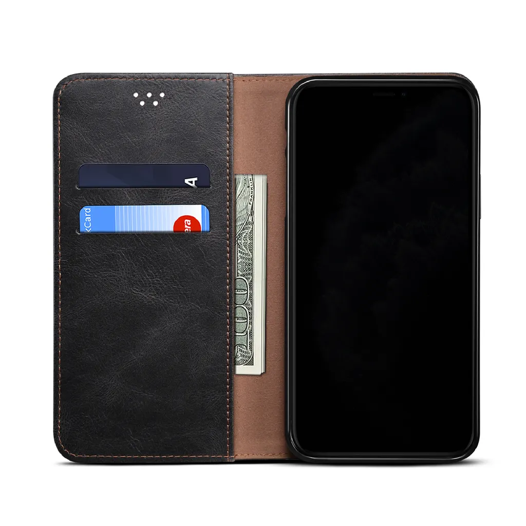 Custodia OPPO A38 4G A Portafoglio: Eleganza In Pelle Premium Con Supporto Integrato E Slot Per Carte - Nero - 2