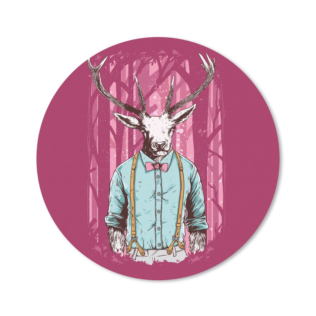 MuchoWow Mauspad Mousepad Jahrgang - Hirsch - Wald 20x20 cm - Mousepads - Maus Mat - Pad - Mausunterlage - Schreibtischmatte