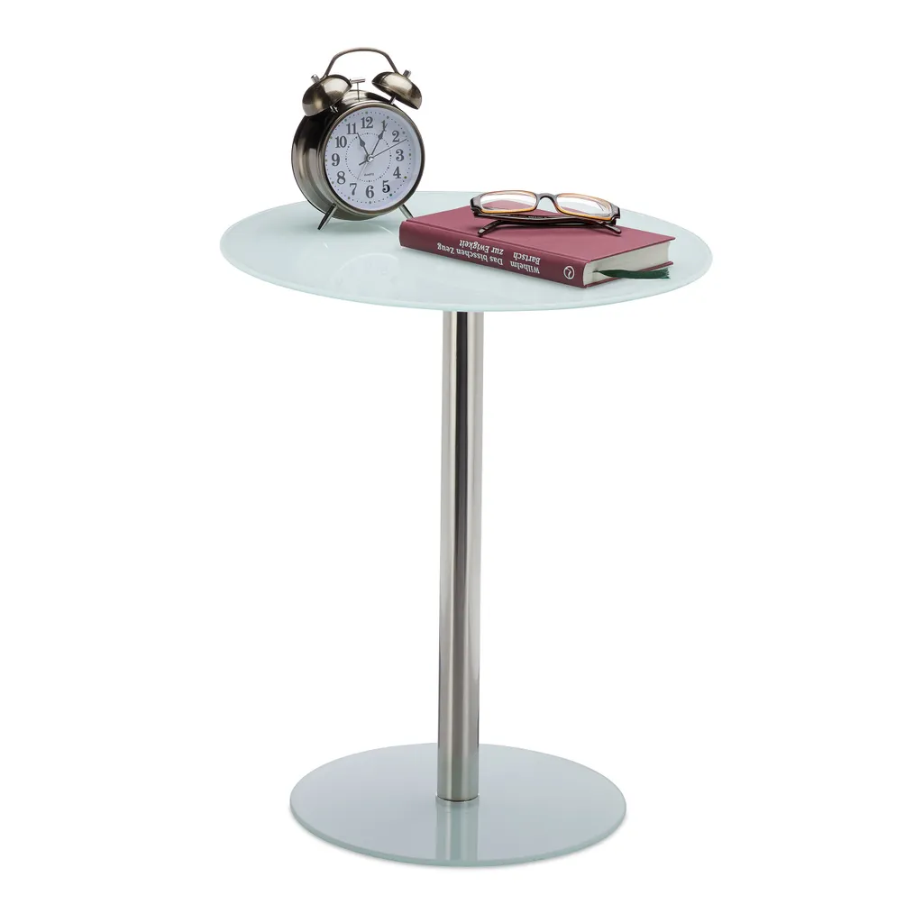 Table d'appoint stable en verre structure inox anti-rayures sol