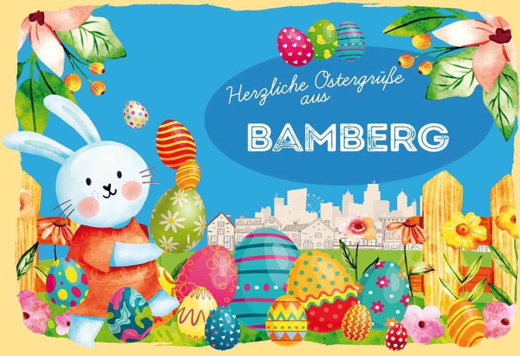 vianmo Holzschild 20x30 cm Ostergrüße BAMBERG Ostern