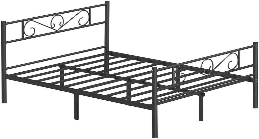 Cadre de lit métal noir 160x200 cm pour chambre adulte - Style Rootz