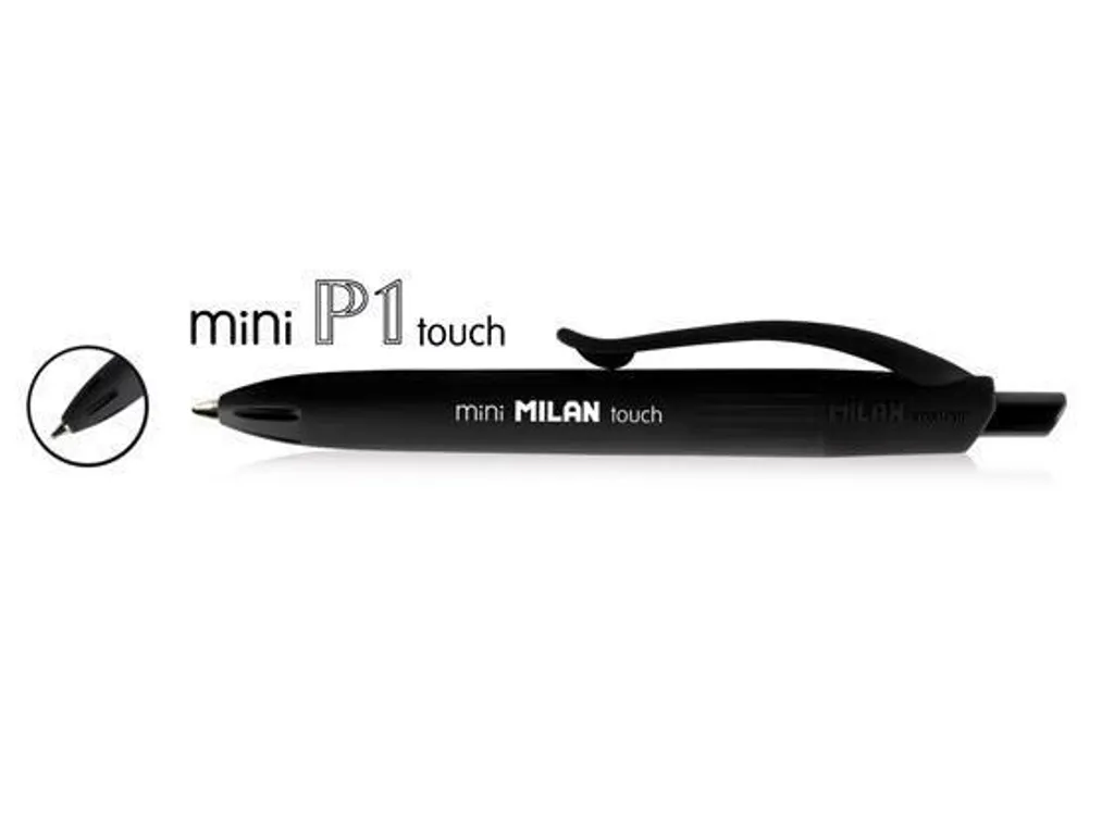 Mini stylos noirs MILAN P1 Rubber Touch pour bureau et notes - 40 pcs