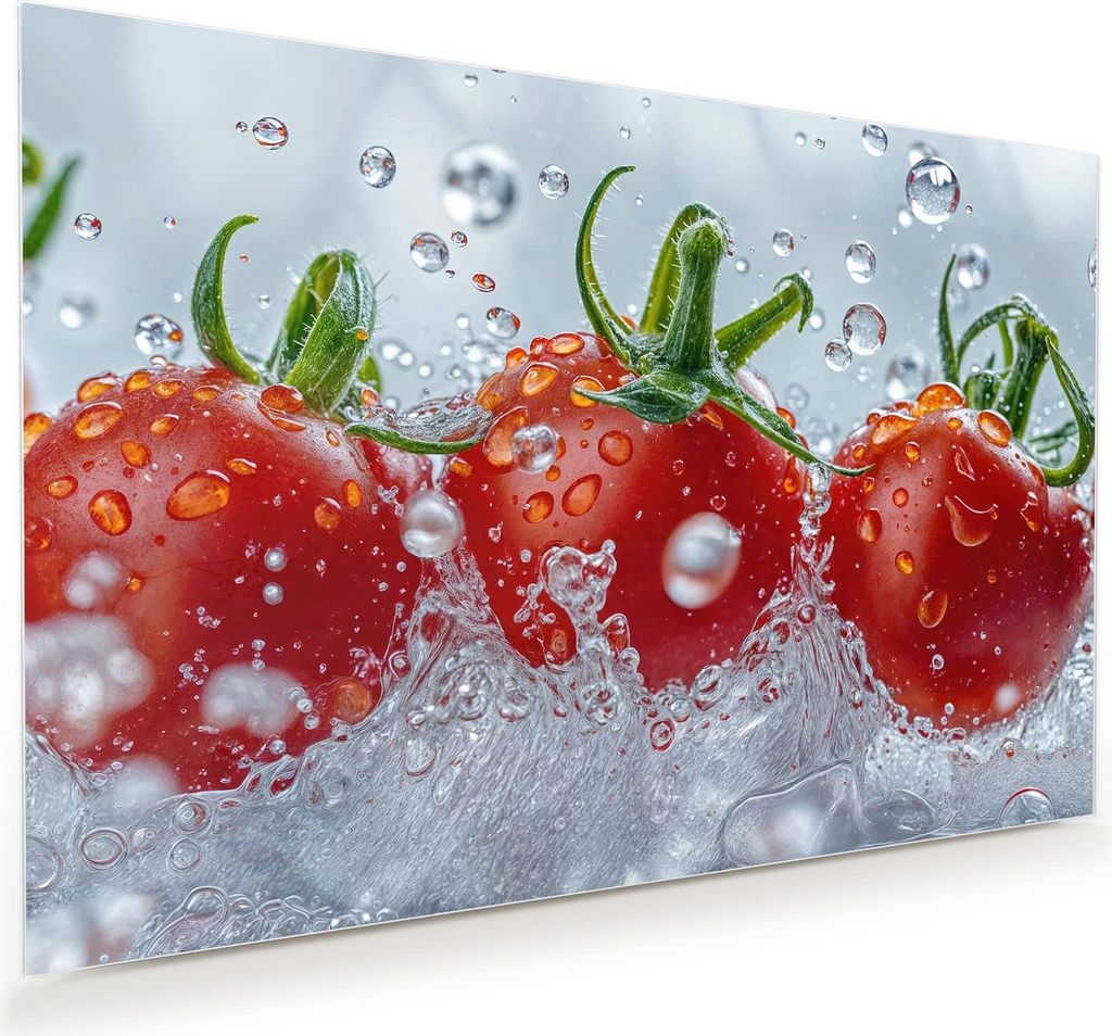 Glasbild 60x40cm in XXL für Wohnzimmer, Schlafzimmer Motiv Wassertomaten