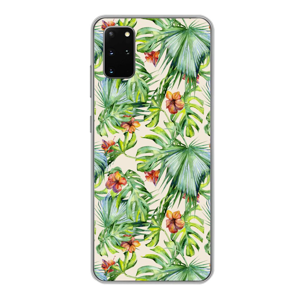 MuchoWow Handyhülle Schutzhülle Hülle für Samsung Galaxy S20 Plus Blume - Blatt - Muster Silikon Softcase Handy Hülle - Hartschale