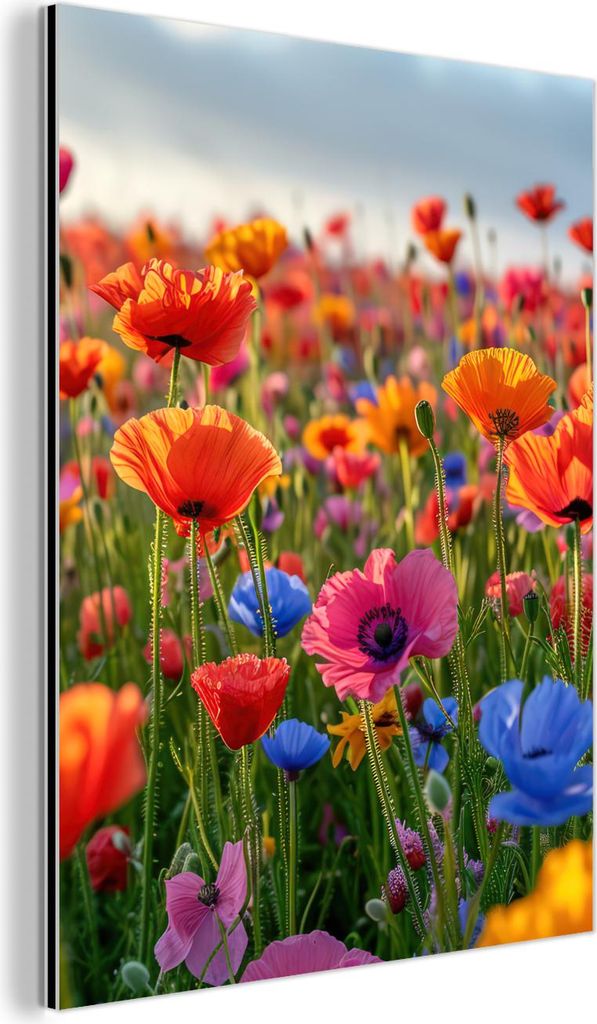 MuchoWow Wanddekoration Metall Metallbild Wandkunst 60x80 cm Blumen - Mohnblumen - Farbenfroh - Natur MuchoWow Aluminium Gemälde - Wanddekoration ...