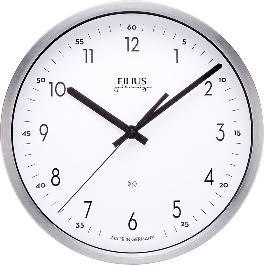 Filius 0301-19 Funk-Wanduhr 30 cm Silberfarben 1