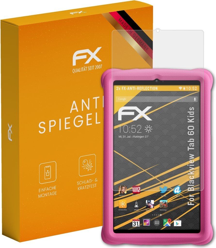 atFoliX FX-Antireflex 2x Schutzfolie kompatibel mit Blackview Tab 60 Kids Displayfolie