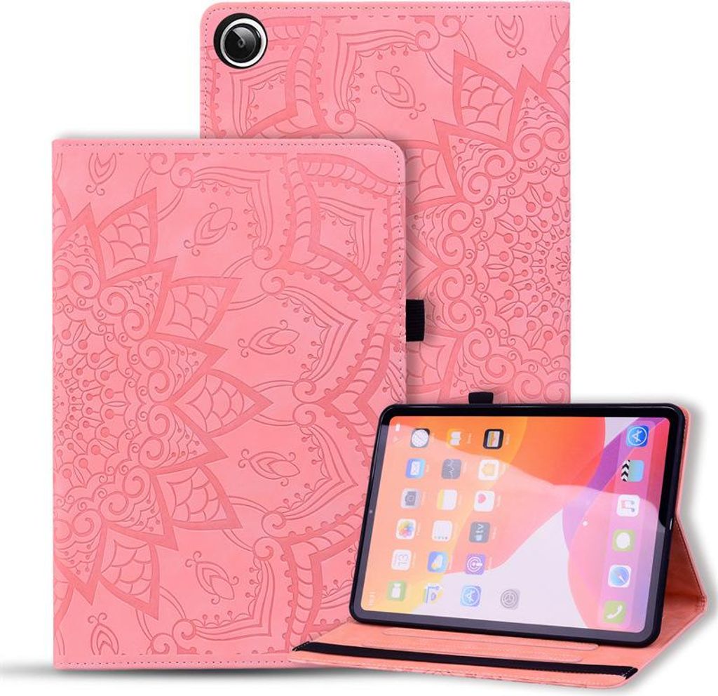 Geeignet für Samsung Galaxy Tab A9+ 8 Zoll 11 Zoll Schutzhülle Kalbsmuster Business Flachdruck lackiert Hülle Rosa Samsung A9/11 Zoll