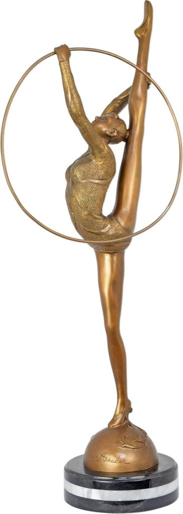 Bronzeskulptur Tänzerin mit Reifen Replikat Retro Design Dekoration