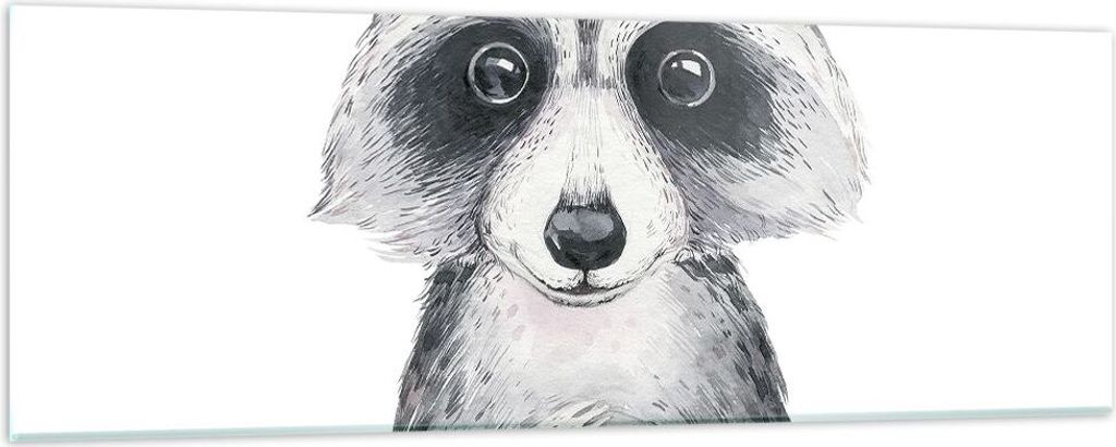 Bilder auf glas - Einteilig - Waschbär Bild Kinder - 90x30cm - Glasbilder - Wandbilder - Bilder - zum Aufhängen bereit - Wanddekoration aus Glas ...