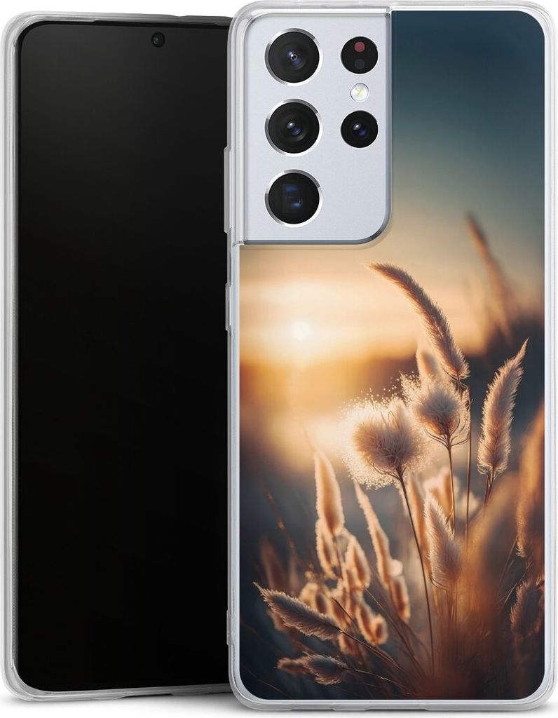 DeinDesign Handyhülle für Samsung Galaxy S21 Ultra 5G Silikon Hülle Case Smartphone Schutzhülle Natur Sonne Pampasgras