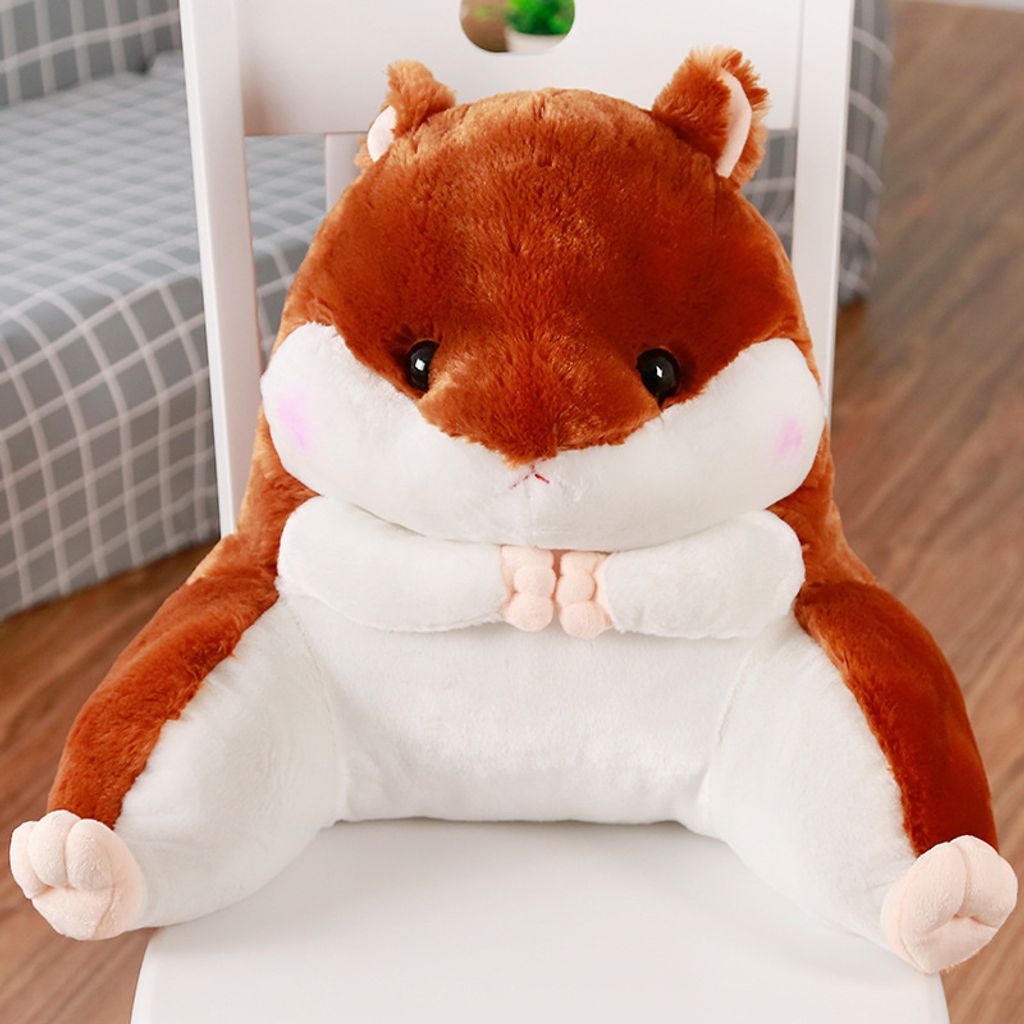 Niedliches Hamsterstuhlkissen, niedliches Hamster-Design, Plüsch-Lendenkissen, Stuhl-Rückenkissen, Taillenstützkissen für Büro, Sofa, Bett,40x...