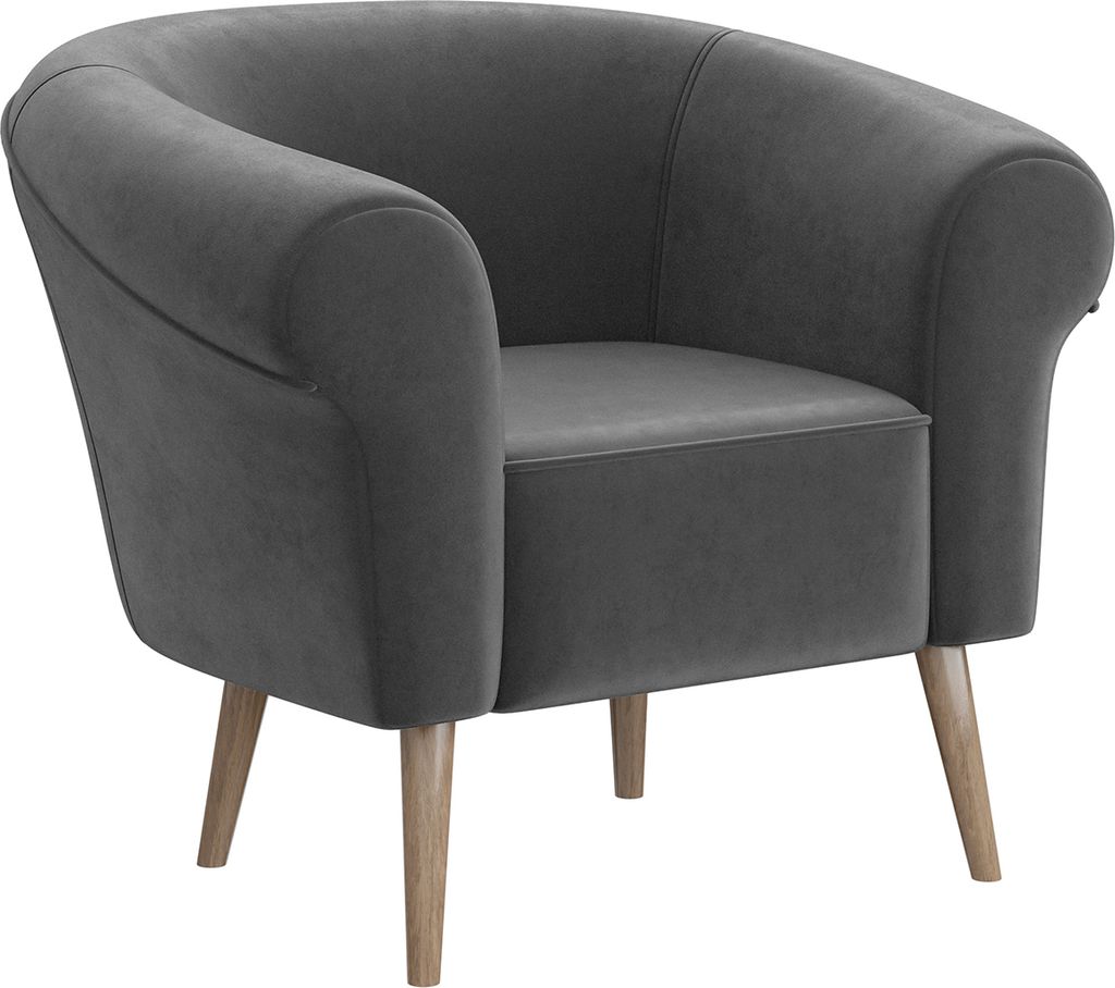 MEBLINI Sofa Sessel für Wohnzimmer - Mini Lounge für eine Person - Loungesessel - Armlehnstuhl - Armchair - EMILIA - 1 - Dunkelgrau Samt