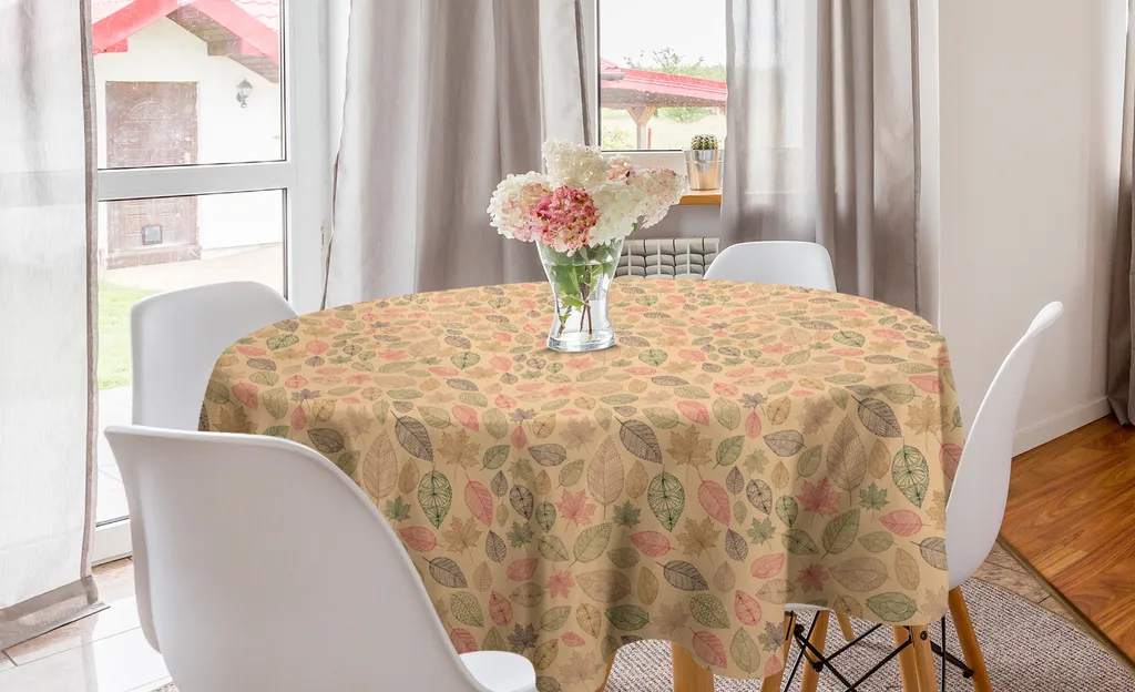 Tovaglia Circolare ABAKUHAUS 150cm - Motivo Foglie Autunno Multicolor