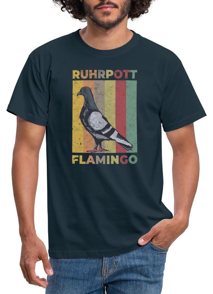 Spreadshirt Ruhrpott Flamingo Taube Ruhrgebiet Männer T-Shirt, 3XL, Navy