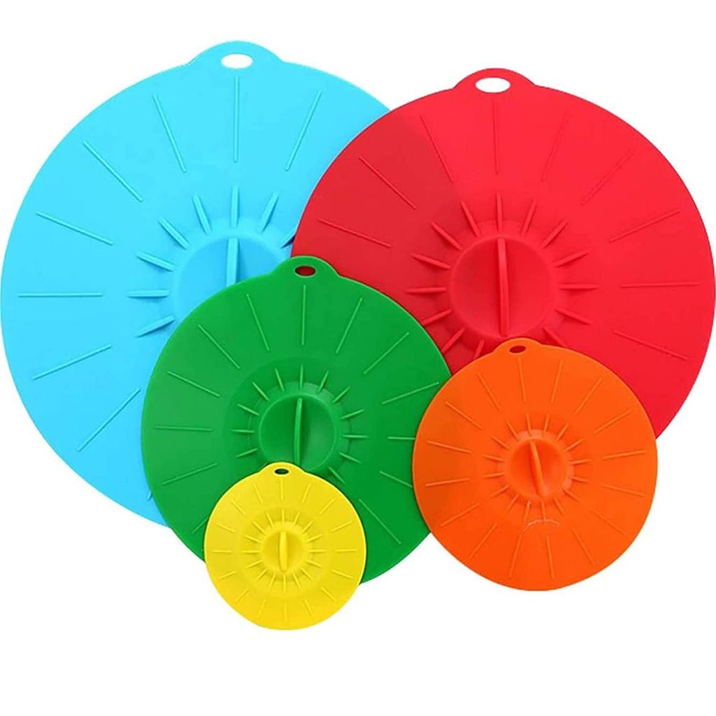 5*Frischhaltedeckel aus Silikon,Sonstige Küchenhelfer,Verschiedene Größen,Wärmeisolierung und Frischhaltung, Lebensmittelqualität