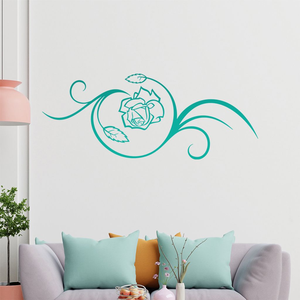 Rose - Linien Wandtattoo in 6 Größen - Wandaufkleber Wall Sticker - Dekoration, Küche, Wohnzimmer, Schlafzimmer, Badezimmer