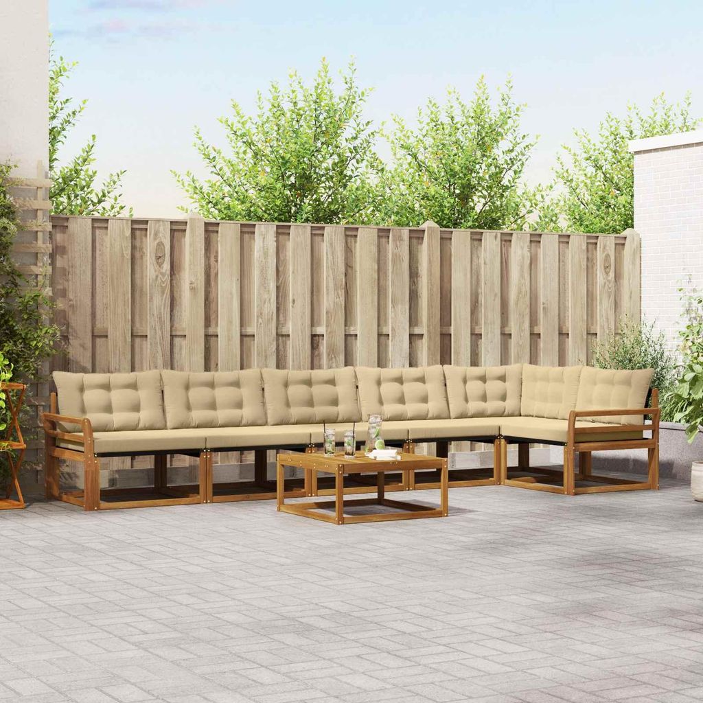 "Summerschlussverkauf"Outdoor-Sofagarnitur - CLORIS - Balkonmöbe/Sitzgruppe - mit Kissen 7 pcs - Moderne Design - Natur und Beige - Gartensofas DE...