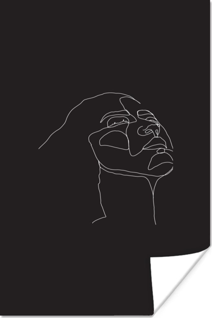 MuchoWow Poster Kopf - Strichzeichnung - Frau 20x30 cm - Papierdruck