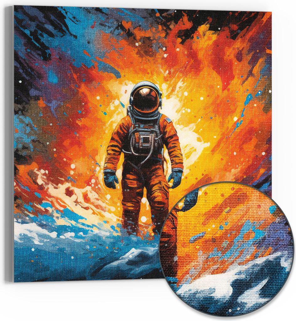 DEQORI Hybrid Leinwand Bild 30x30 cm 'Kosmischer Traum' Wandbild Glas flach modern