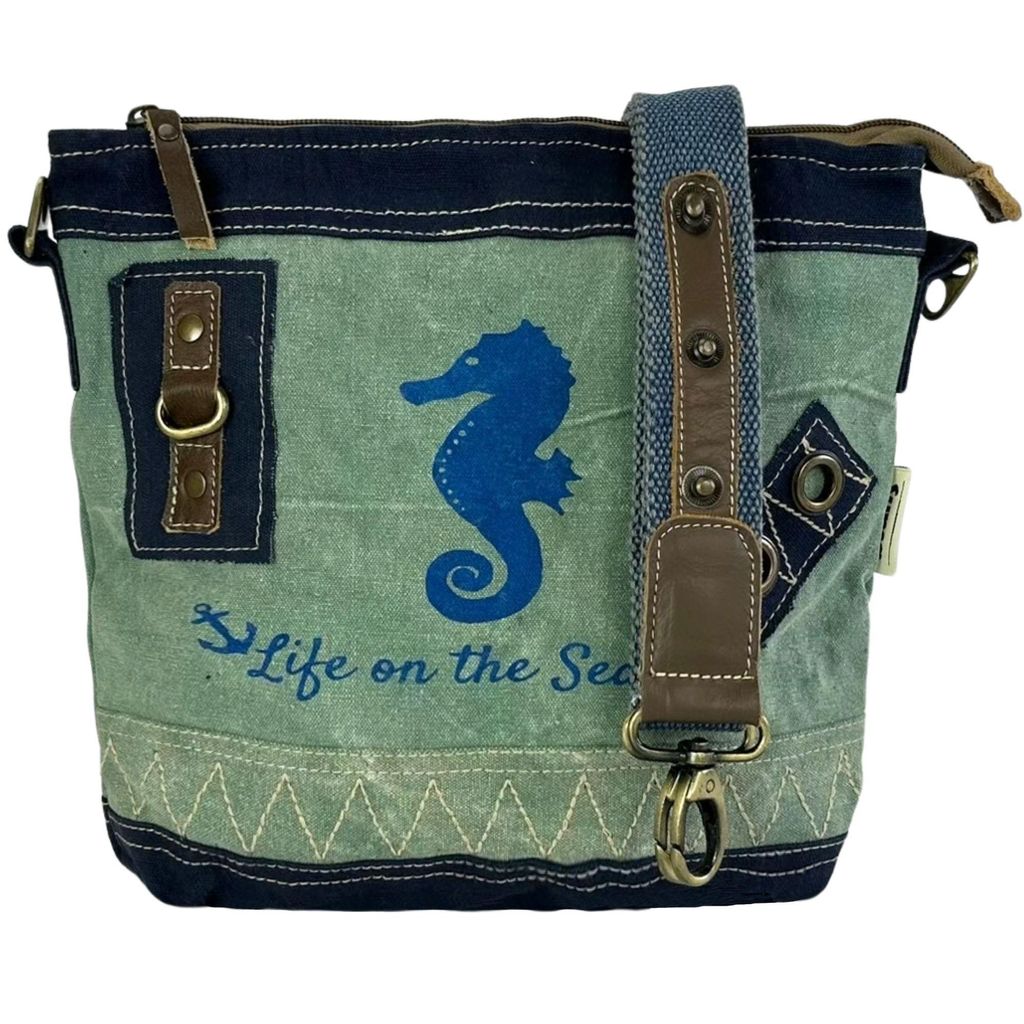 Sunsa Damen Tasche Umhängetasche kleine Schultertasche Handtasche aus Canvas & Jeans blau