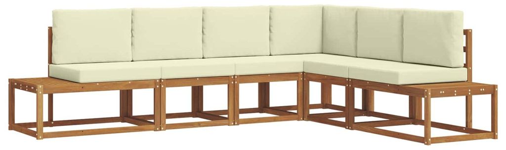 vidaXL Outdoor-Sofagarnitur mit Kissen 6 Stück Natur und Creme