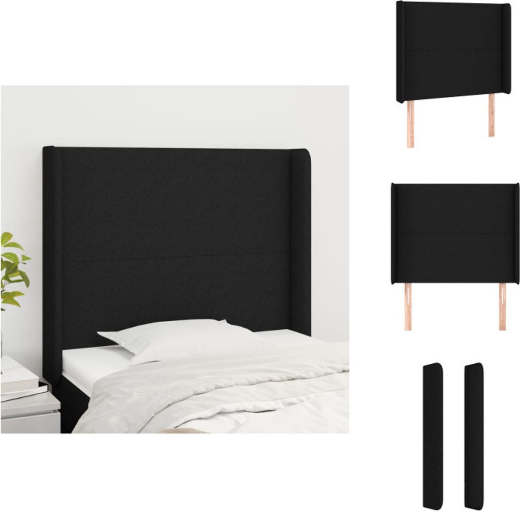 vidaXL Kopfteil mit Ohren Schwarz 93x16x118/128 cm Stoff -  Produktbild 