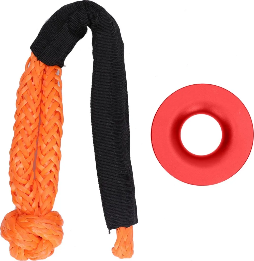 Kit de récupération treuil en aluminium et corde nylon rouge de 10m