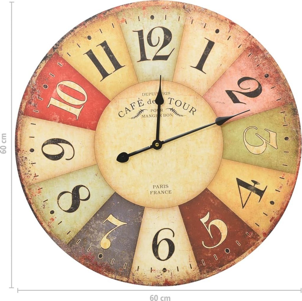 vidaXL Vintage Wanduhr Bunt 60 cm Wanduhren