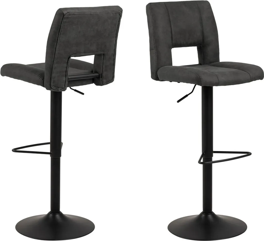 Tabouret de bar pivotant Smuk Yara gris en tissu avec pied chrome x2