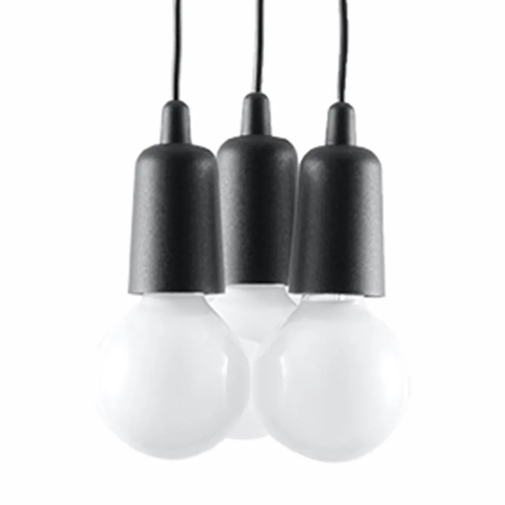 Lampada a sospensione DIEGO 3 nero 3xE27 15W PVC 90x15x15cm Sollux Lighting