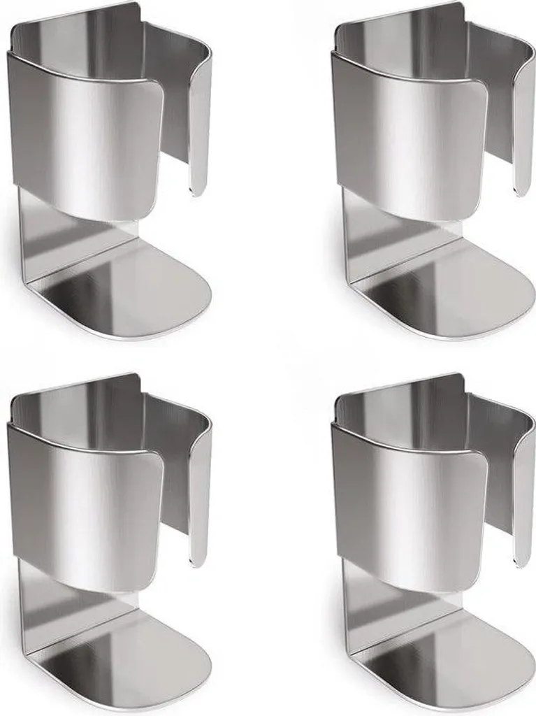 Lot de 4 supports de brosse à dents en acier inox autocollants muraux