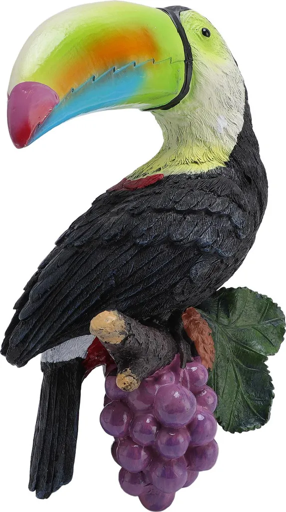 Sculpture Toucan multicolore en résine, figurine d'oiseau pour patio