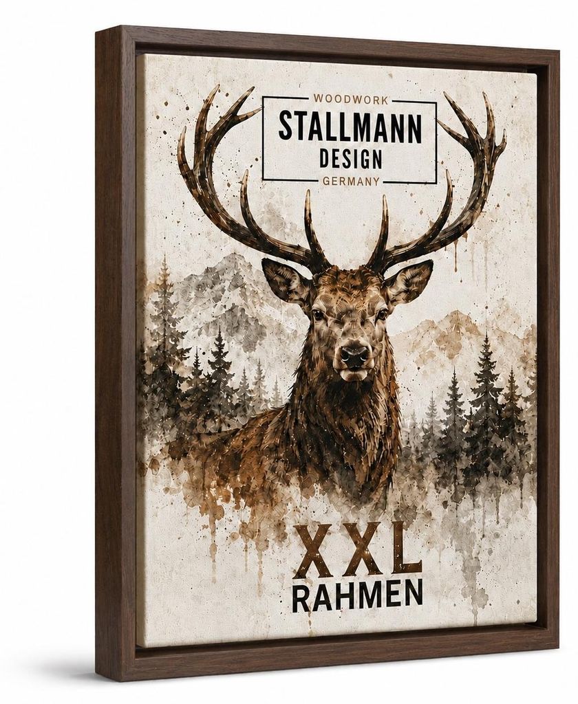 Stallmann Design XXL Schattenfugenrahmen 50x140 cm | Farbe: Wallnuss | Zerlegter Leer-Rahmen für Leinwände auf Keilrahmen | mit Montagezubehör |...