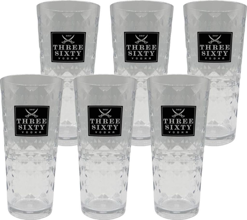 Three Sixty Vodka Becher 0,3-l geeicht – 6er Set – wiederverwendbare Festivalbecher