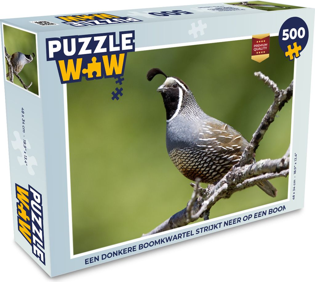 MuchoWow Puzzle 500 Teile Eine dunkle Baumwachtel hockt auf einem Baum - 500 Teile - Kinder - Selberbauen - Puzzlespiele