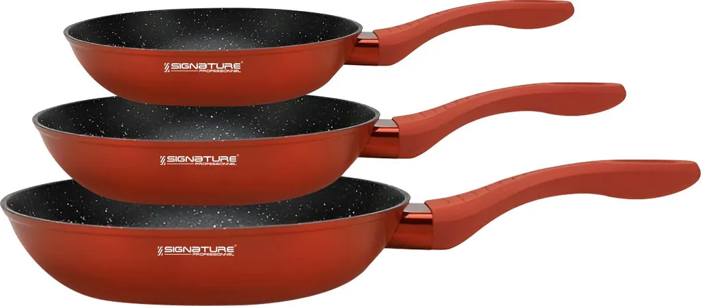 OFFERTA Set 3 Padelle Signature Rosso Minerale 20 24 28 cm Antiaderente
