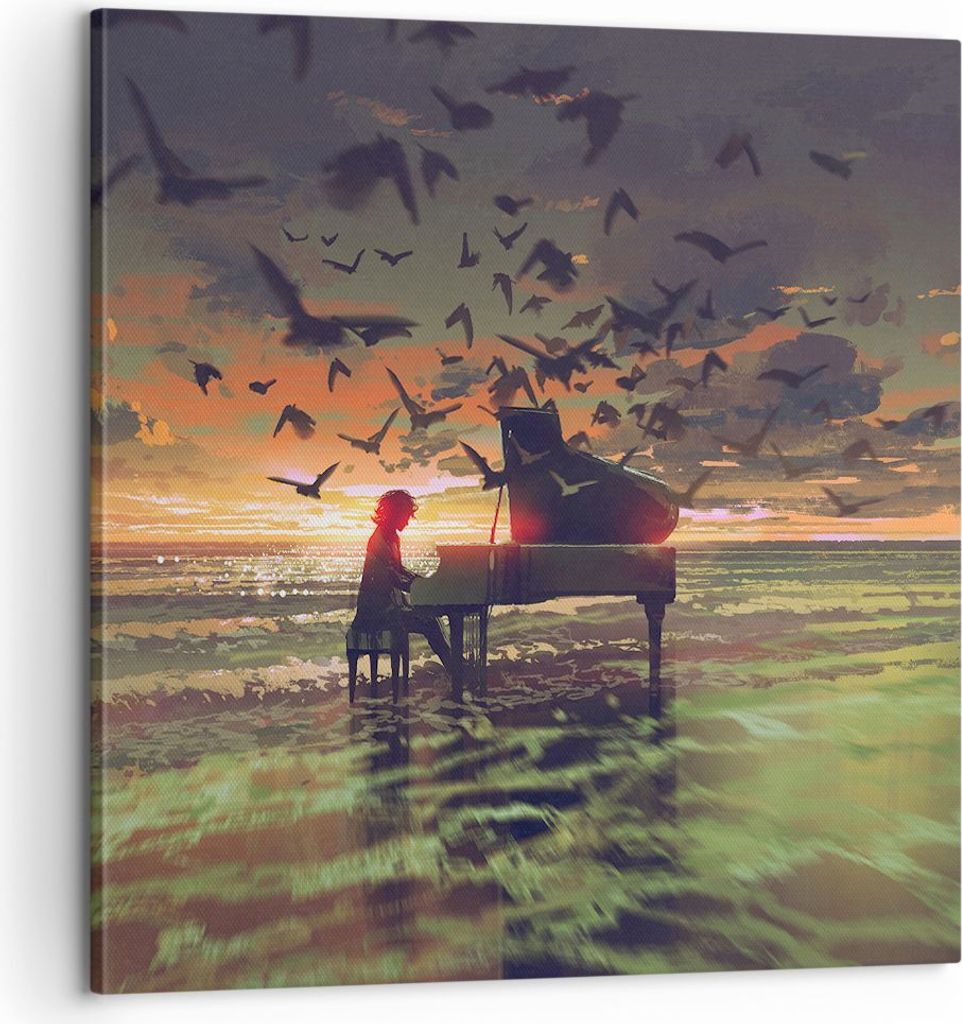 Bild auf Leinwand - Leinwandbild - Klaviermusik - 60x60cm - Wand Bild - Wanddeko - Wandbilder - Leinwanddruck - Bilder - Kunstdruck - Wanddekoratio...
