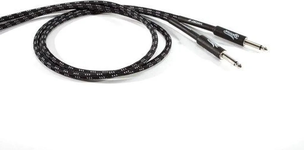 Cordon audio jack 6.3 mm mono mâle blindé en PVC souple noir et blanc