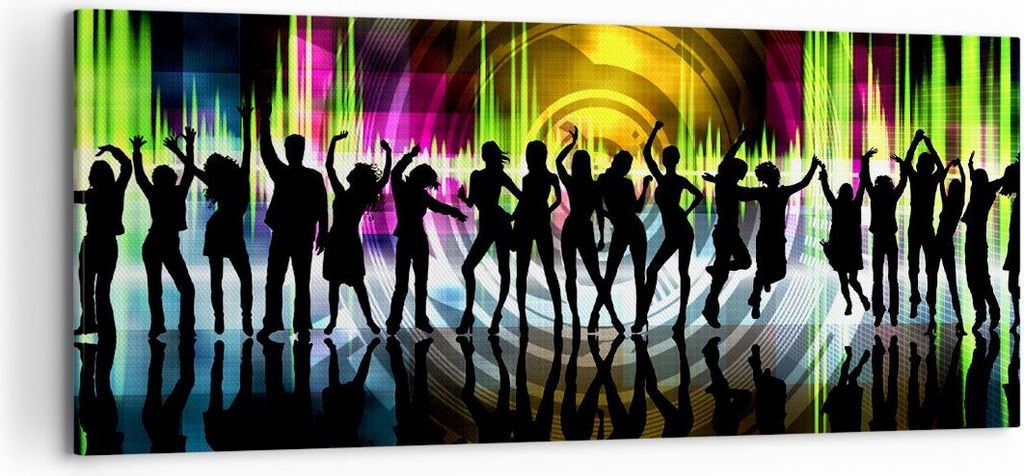 Bild auf Leinwand - Leinwandbild - Disco Musik Tanz Spaß - 120x50cm - Wand Bild - Wanddeko - Leinwanddruck - Bilder - Kunstdruck - Wanddekoration ...