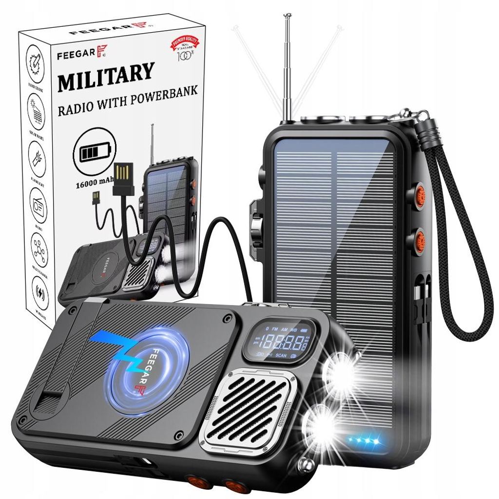 Mobilfunk Militär Powerbank Solar Feegar 16000mah Bluetooth Produktbild 